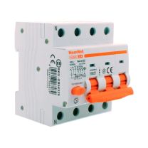 MeanWell RCBO Interruttore Magnetotermico Differenziale Tipo AC Curva C 3P+N 4M 6000A 30mA C25A AC 400V IP20 IEC61009-1