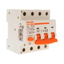 MeanWell RCBO Interruttore Magnetotermico Differenziale Tipo A Curva C 3P+N 4M 6000A 30mA C10A AC 400V IP20 IEC61009-1