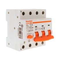 MeanWell RCBO Interruttore Magnetotermico Differenziale Tipo A Curva C 3P+N 4M 6000A 30mA C25A AC 400V IP20 IEC61009-1