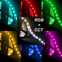 Strip LED RGB + CCT 5050 60 LED/m 24V IP33 13W/m bobina 5m